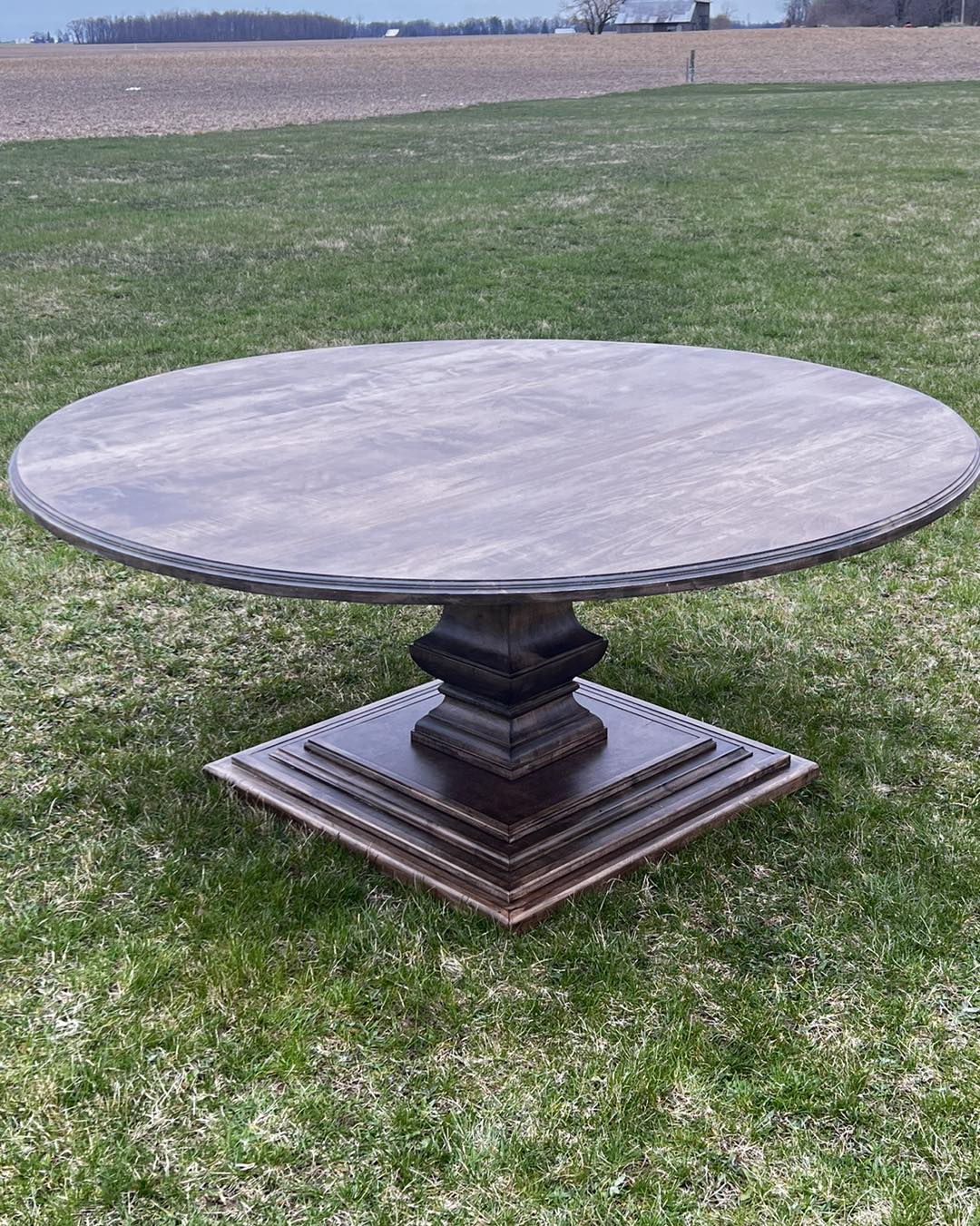 72" round, solid maple with custom willow bend stain