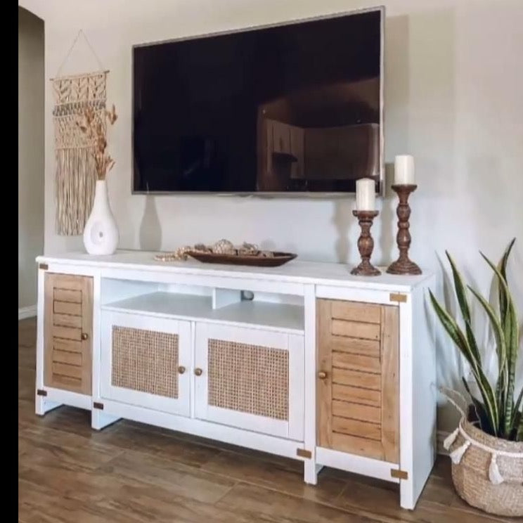Alyssa's Cane Webbing Entertainment Center
